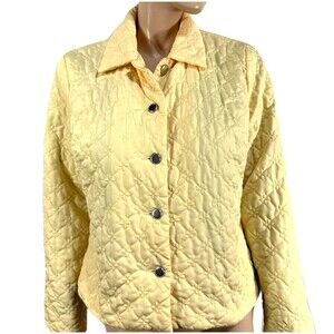 Croft & Barrow Yellow Quilted Jacket Coat Snap Front Size M Medium